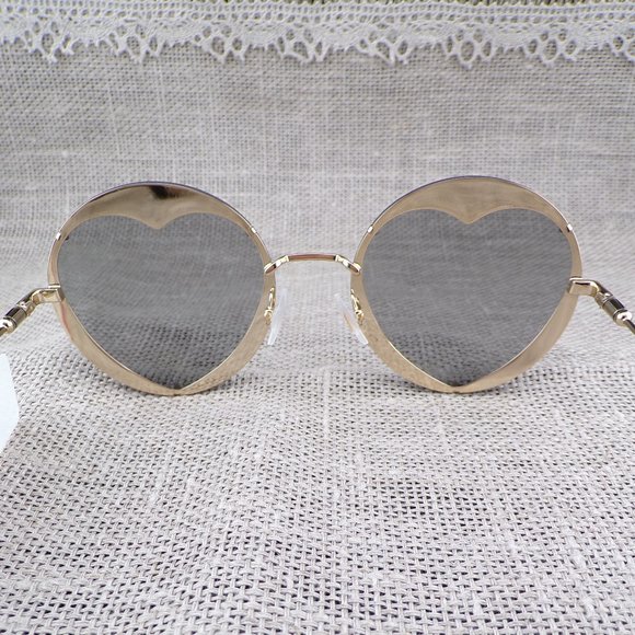 Carolina Herrera Heart Cut Out Shades, Round Rimless Stainless Steel Unique Y2K main image 10
